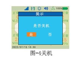 六合一氣體檢測儀關機提示